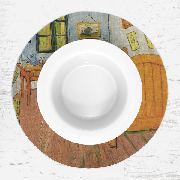 The Bedroom in Arles (Van Gogh 1888) Round Linen Placemats - LIFESTYLE (single)