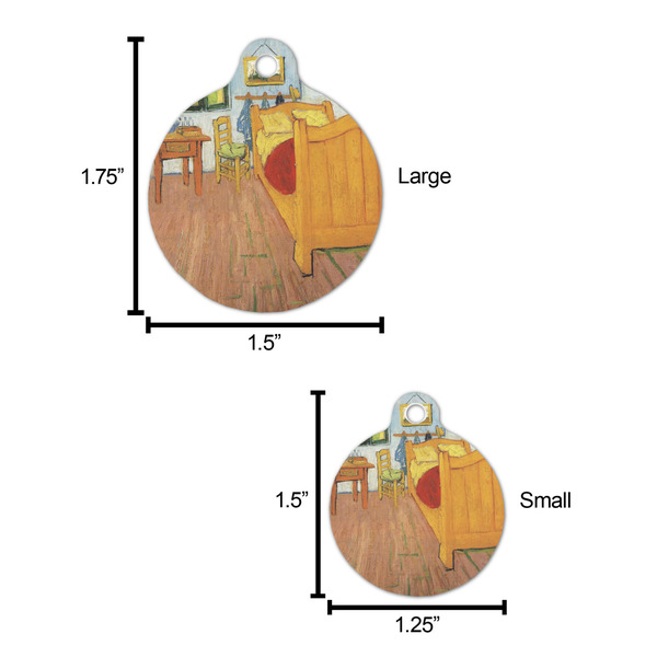 The Bedroom in Arles (Van Gogh 1888) Round Pet ID Tag - Comparison Scale