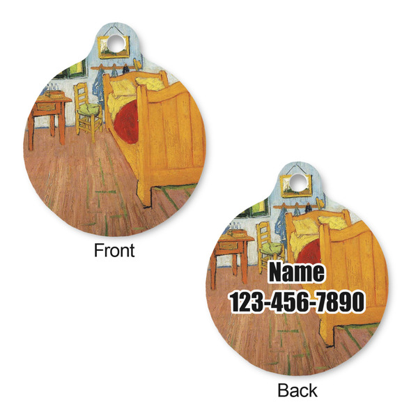 The Bedroom in Arles (Van Gogh 1888) Round Pet ID Tag - Large - Front & Back View