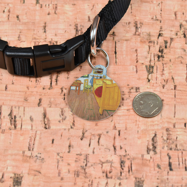 The Bedroom in Arles (Van Gogh 1888) Round Pet ID Tag - Small - In Context