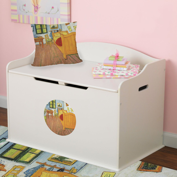 The Bedroom in Arles (Van Gogh 1888) Round Wall Decal on Toy Chest
