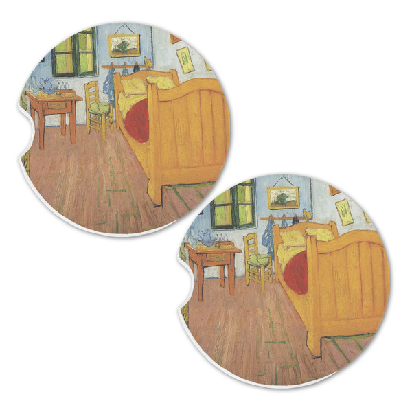 The Bedroom in Arles (Van Gogh 1888) Sandstone Car Coasters - Set of 2