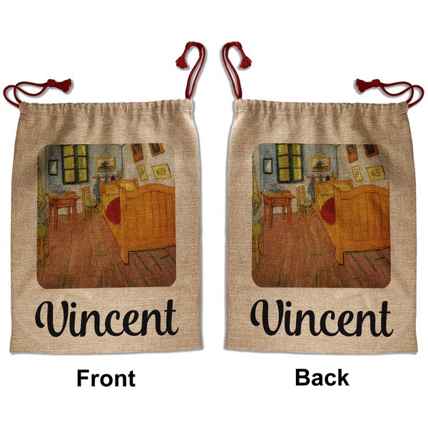 The Bedroom in Arles (Van Gogh 1888) Santa Bag - Front and Back