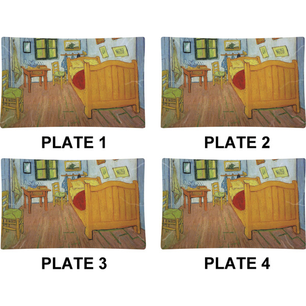 The Bedroom in Arles (Van Gogh 1888) Set of Rectangular Dinner Plates (Approval)