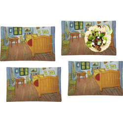 The Bedroom in Arles (Van Gogh 1888) Set of 4 Glass Rectangular Lunch / Dinner Plate