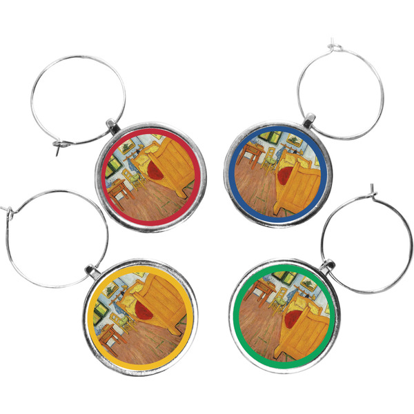 Custom The Bedroom in Arles (Van Gogh 1888) Wine Charms (Set of 4)