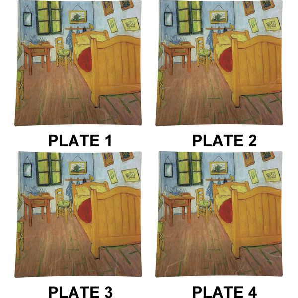 The Bedroom in Arles (Van Gogh 1888) Set of Square Dinner Plates (Approval)