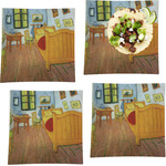 The Bedroom in Arles (Van Gogh 1888) Set of 4 Glass Square Lunch / Dinner Plate 9.5"