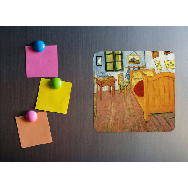 The Bedroom in Arles (Van Gogh 1888) Square Fridge Magnet - LIFESTYLE