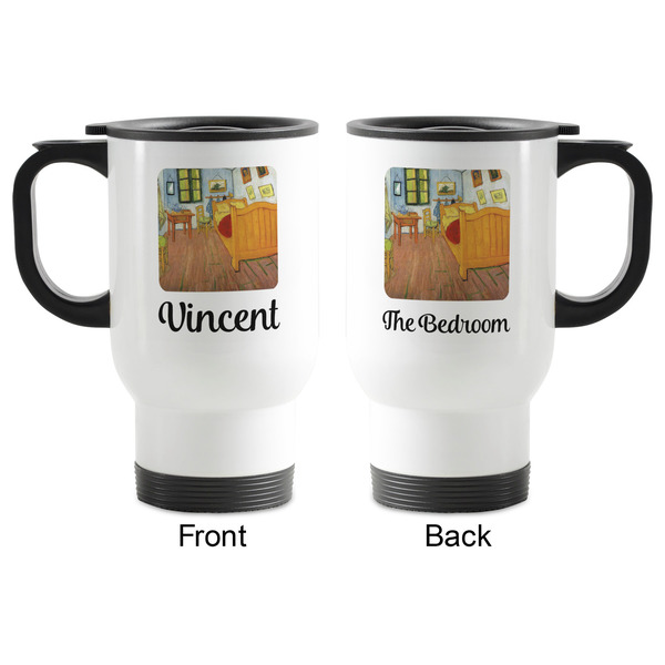 The Bedroom in Arles (Van Gogh 1888) Stainless Steel Travel Mug with Handle - Front & Back