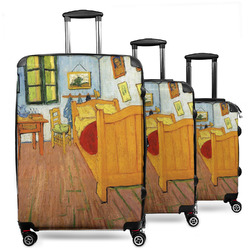 The Bedroom in Arles (Van Gogh 1888) 3 Piece Luggage Set - 20" Carry On, 24" Medium Checked, 28" Large Checked