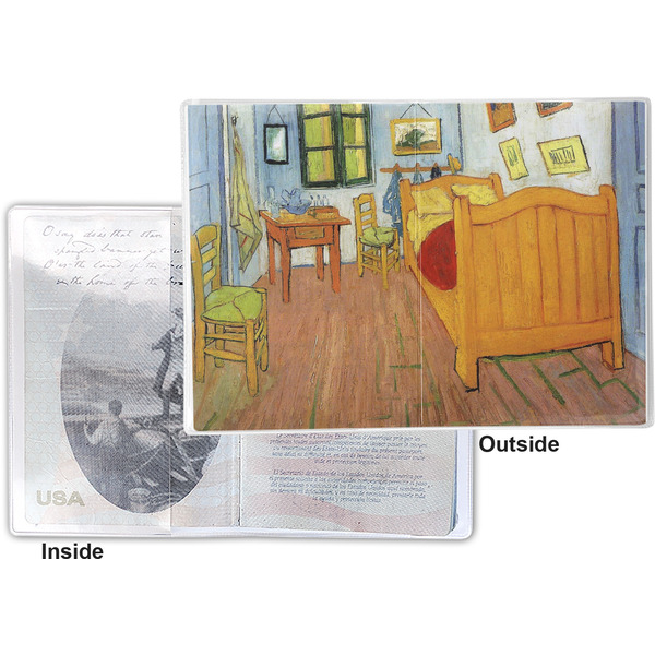 The Bedroom in Arles (Van Gogh 1888) Vinyl Passport Holder - Flat Front and Back