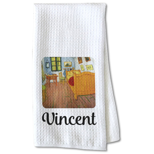Custom The Bedroom in Arles (Van Gogh 1888) Kitchen Towel - Waffle Weave - Partial Print