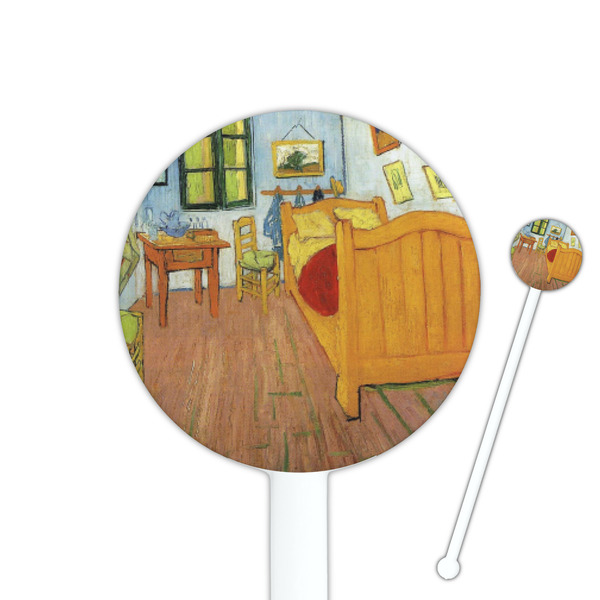 Custom The Bedroom in Arles (Van Gogh 1888) 5.5" Round Plastic Stir Sticks - White - Single Sided