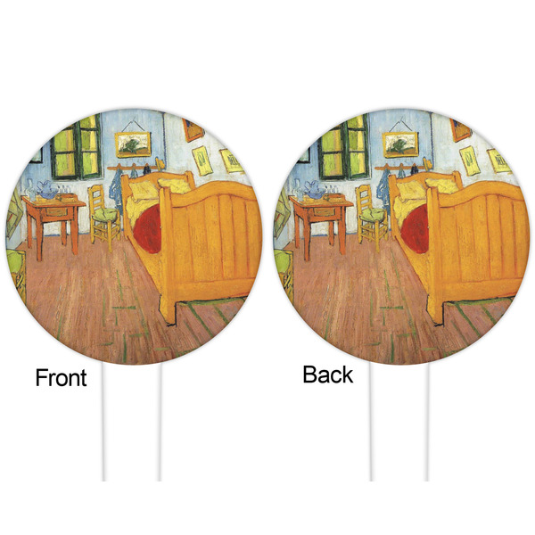 The Bedroom in Arles (Van Gogh 1888) White Plastic 6" Food Pick - Round - Double Sided - Front & Back