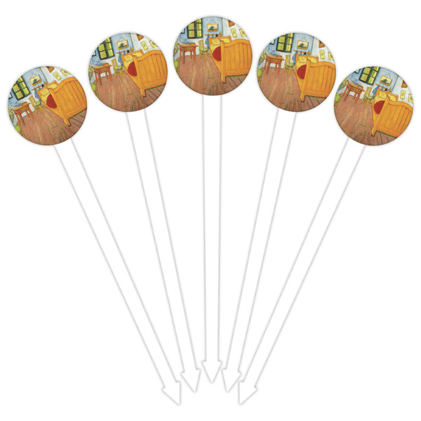 The Bedroom in Arles (Van Gogh 1888) White Plastic 6" Food Pick - Round - Fan View