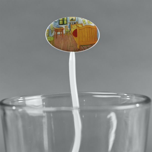 The Bedroom in Arles (Van Gogh 1888) White Plastic 7" Stir Stick - Oval - Main