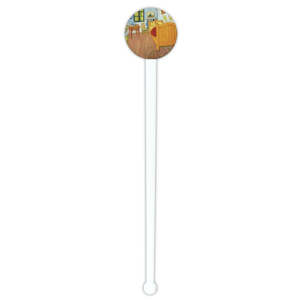 The Bedroom in Arles (Van Gogh 1888) White Plastic 7" Stir Stick - Round - Single Stick