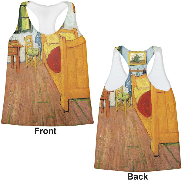 The Bedroom in Arles (Van Gogh 1888) Womens Racerback Tank Tops - Medium - Front and Back
