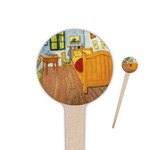 The Bedroom in Arles (Van Gogh 1888) 4" Round Wooden Food Picks - Single Sided