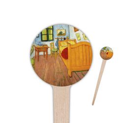 The Bedroom in Arles (Van Gogh 1888) 4" Round Wooden Food Picks - Single Sided