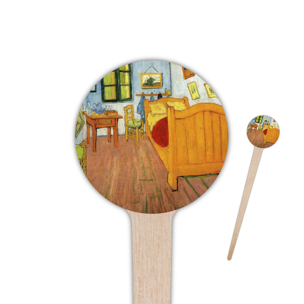 Custom The Bedroom in Arles (Van Gogh 1888) 4" Round Wooden Food Picks - Single Sided