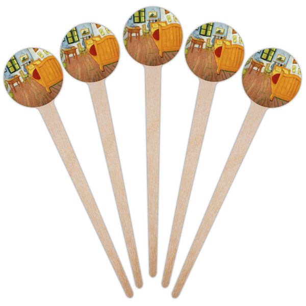 The Bedroom in Arles (Van Gogh 1888) Wooden 4" Food Pick - Round - Fan View