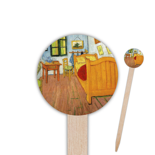 Custom The Bedroom in Arles (Van Gogh 1888) 6" Round Wooden Food Picks - Single Sided
