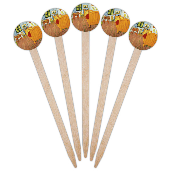 The Bedroom in Arles (Van Gogh 1888) Wooden 6" Food Pick - Round - Fan View