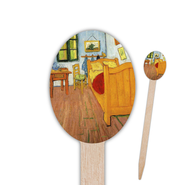 Custom The Bedroom in Arles (Van Gogh 1888) Oval Wooden Food Picks - Single Sided