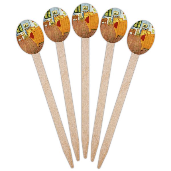 The Bedroom in Arles (Van Gogh 1888) Wooden Food Pick - Oval - Fan View