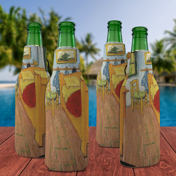 The Bedroom in Arles (Van Gogh 1888) Zipper Bottle Cooler - Set of 4 - Lifestyle