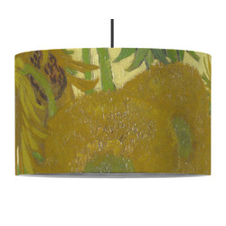 Sunflowers (Van Gogh 1888) 12" Drum Pendant Lamp - Fabric