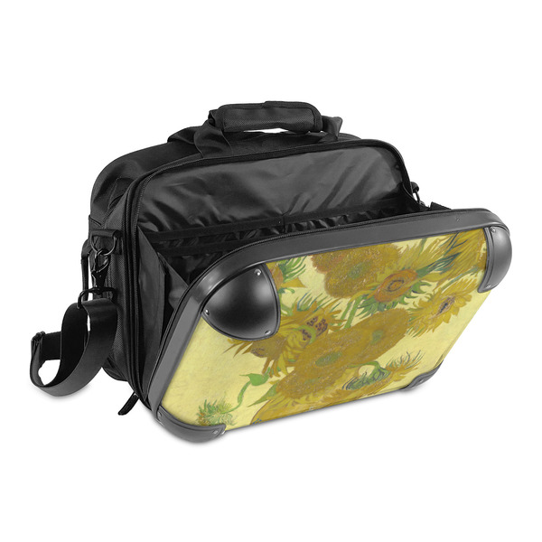 Sunflowers (Van Gogh 1888) 15" Hard Shell Briefcase - Open