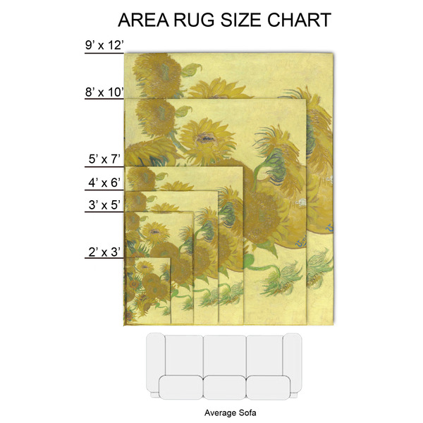 Sunflowers (Van Gogh 1888) 2'x3' Indoor Area Rugs - Size Chart
