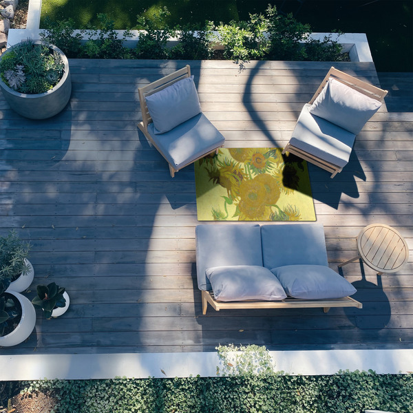 Sunflowers (Van Gogh 1888) 3'x5' Patio Rug - In Context