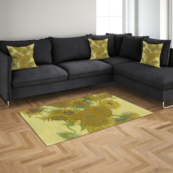 Sunflowers (Van Gogh 1888) 4'x6' Indoor Area Rugs - IN CONTEXT