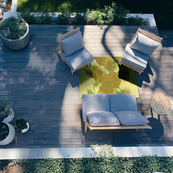 Sunflowers (Van Gogh 1888) 4'x6' Patio Rug - In context