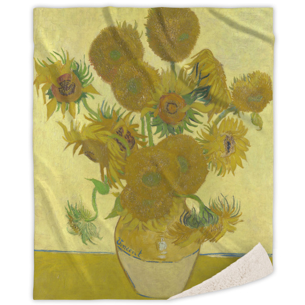 Custom Sunflowers (Van Gogh 1888) Sherpa Throw Blanket
