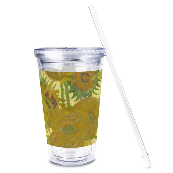 Sunflowers (Van Gogh 1888) Acrylic Tumbler - Full Print - Front straw out