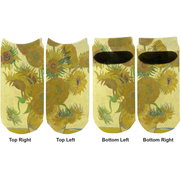 Sunflowers (Van Gogh 1888) Adult Ankle Socks - Double Pair - Front and Back - Apvl