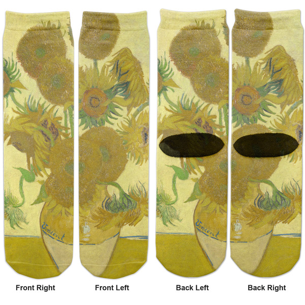Sunflowers (Van Gogh 1888) Adult Crew Socks - Double Pair - Front and Back - Apvl