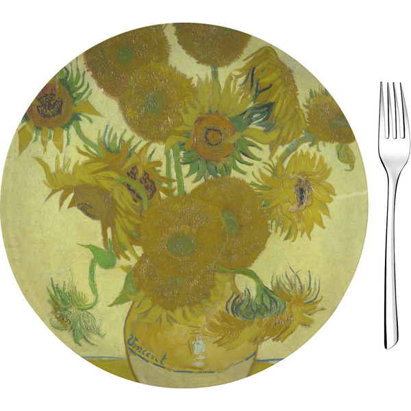 Custom Sunflowers (Van Gogh 1888) 8" Glass Appetizer / Dessert Plates - Single or Set