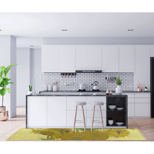 Sunflowers (Van Gogh 1888) Area Rug Sizes - In Context (horizontal)