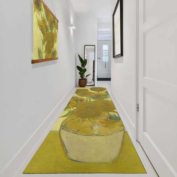 Sunflowers (Van Gogh 1888) Area Rug Sizes - In Context (vertical)