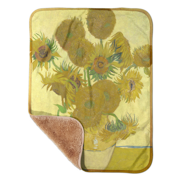 Custom Sunflowers (Van Gogh 1888) Sherpa Baby Blanket - 30" x 40"