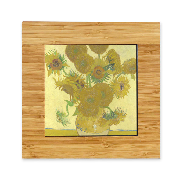 Custom Sunflowers (Van Gogh 1888) Bamboo Trivet with Ceramic Tile Insert