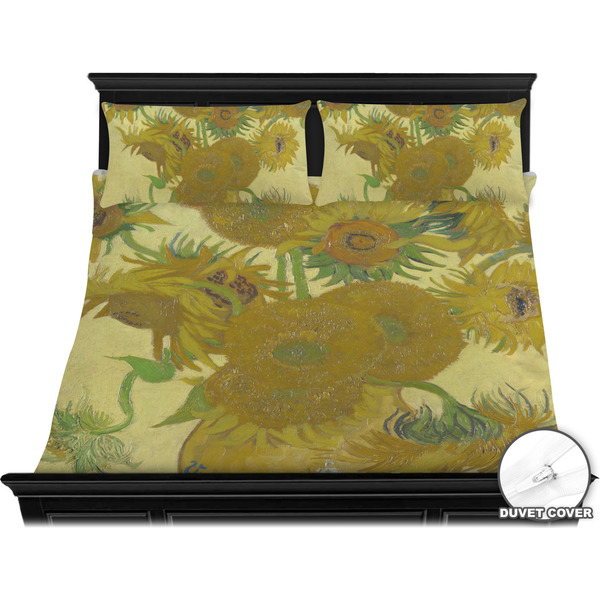 Sunflowers (Van Gogh 1888) Bedding Set - King - Duvet - On Bed