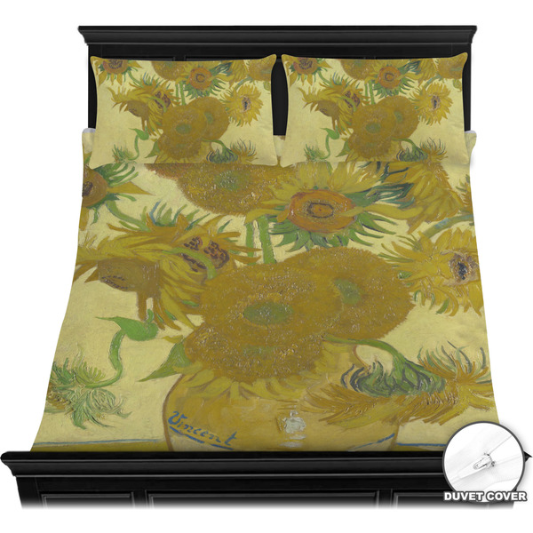 Sunflowers (Van Gogh 1888) Bedding Set - Queen - Duvet - On Bed