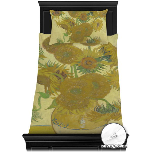 Sunflowers (Van Gogh 1888) Bedding Set - Twin - Duvet - On Bed